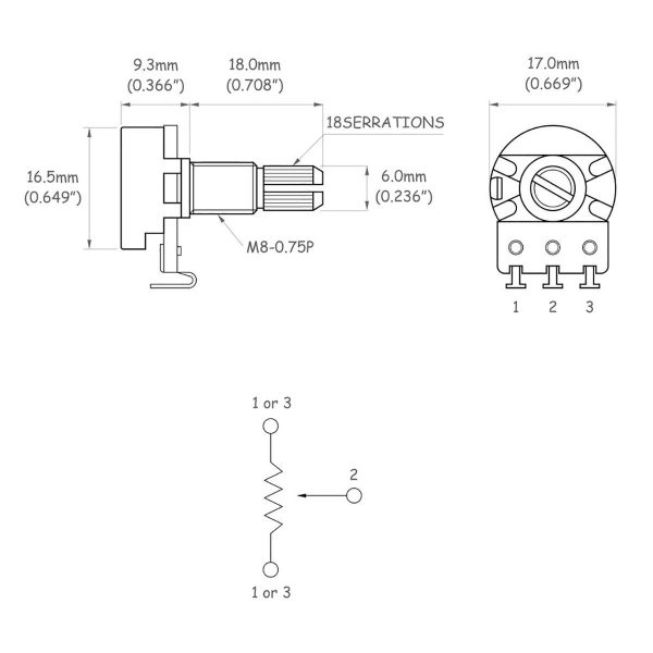 PARTSLAND VL1718H-A250K POTENCIOMETAR - Slika 2